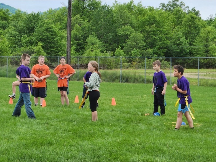 Field Day - 2022 Mrs. Cramer organized a fun Field Day for three groups- K/1, 2/3, and 4/5. Thank you to the West Snyder Elementary PTO for purchasing each student  at-shirt that matched their grade level color! 